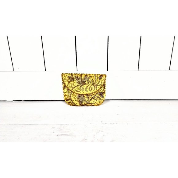Vintage gold floral beaded small clutch bag/beaded evening clutch purse/clutch - Picture 1 of 4